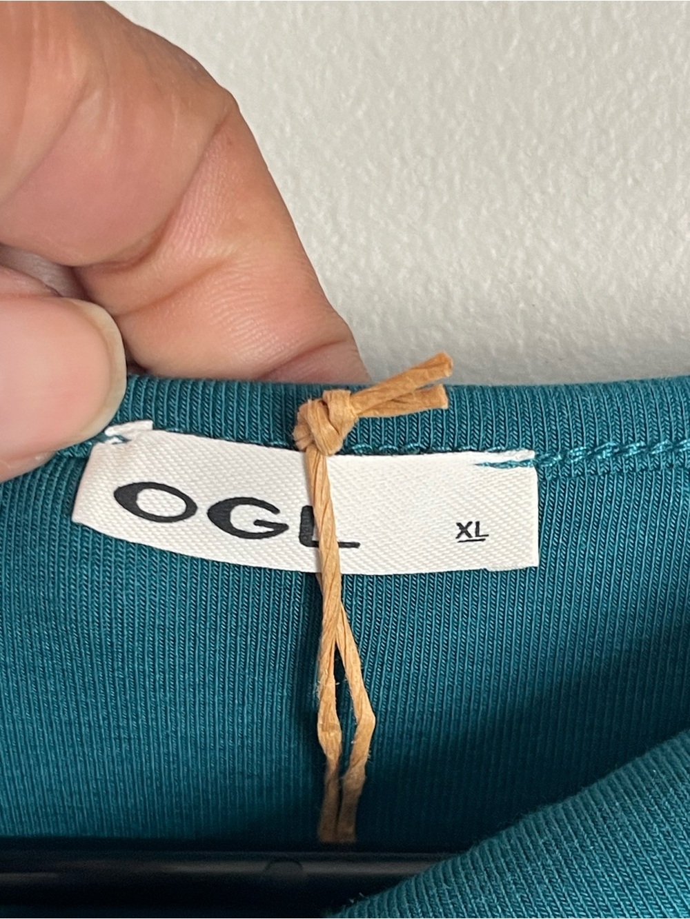 OGL | Teal Asymmetrical Cowl Neck Ruched Top Sz XL - Picture 10 of 11